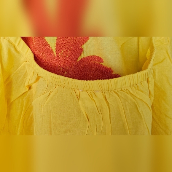 Kimchi Blue Ava Embroidered Halter Mini Dress Swim Coverup, Yellow Orange Palm S - Picture 11 of 15